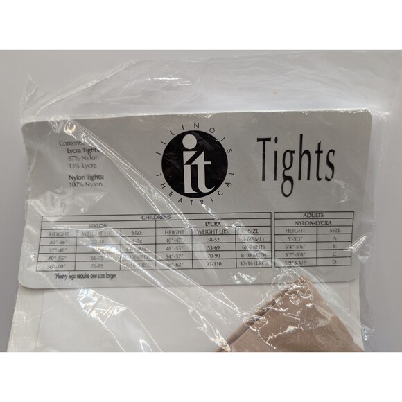 Vintage Illinois Theatrical Dance Tights Childs Footed Light Toast Size Large - Picture 6 of 8